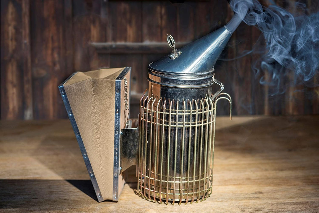 Imkado Imker Set M - Premium Edelstahl-Smoker, Rauchstoff, Anzünder - Ideal für Hobbyimker - Einstei