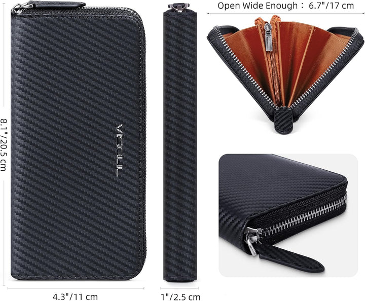 VISOUL Premium Brieftasche Echtleder Italienisches Leder mit RFID Schutz, XL Geldbörse für Herren Da