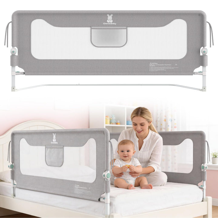 Verdego 2er-Set Rausfallschutz Bett 150 cm, Rausfallschutz Boxspringbett Klappbar, 300D Oxford Stoff