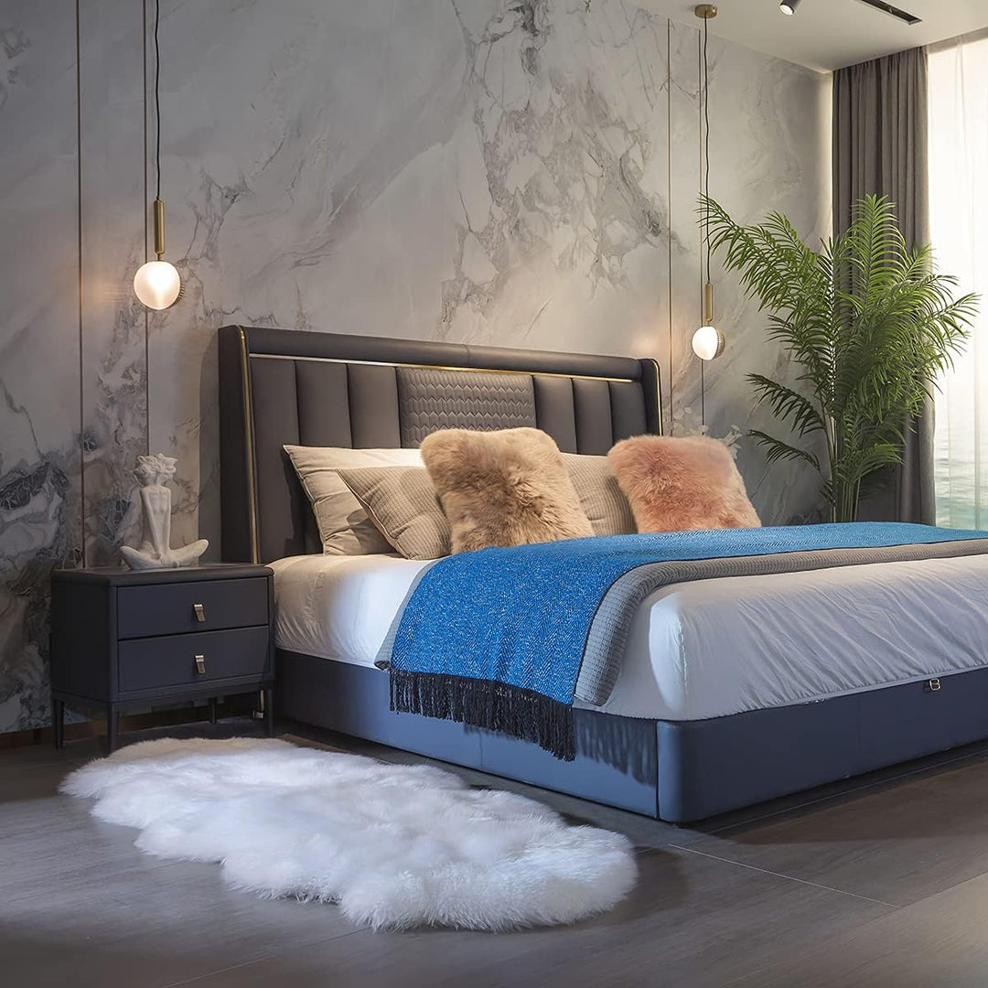 MH MYLUNE HOME Lammfell Teppich Schaffell echt gross 170cm x 60cm schafsfelle weiche und Flauschige