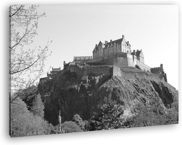 deyoli Burg in Edinburgh Schottland Effekt: Schwarz/Weiss Format: 80x60 als Leinwandbild, Motiv fert