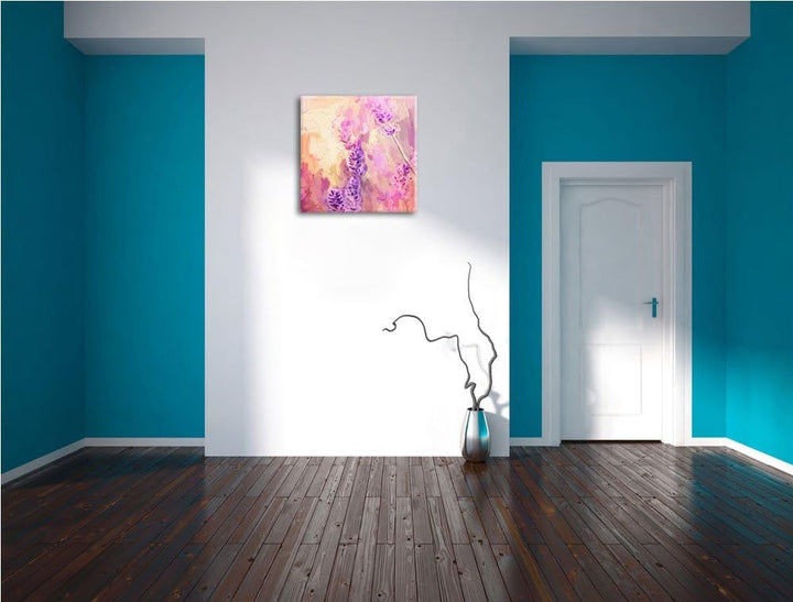 Pixxprint schöner Lavendel, Format: 70x70 als Leinwandbild, tolle Bilder fertig auf Holzrahmen gespa