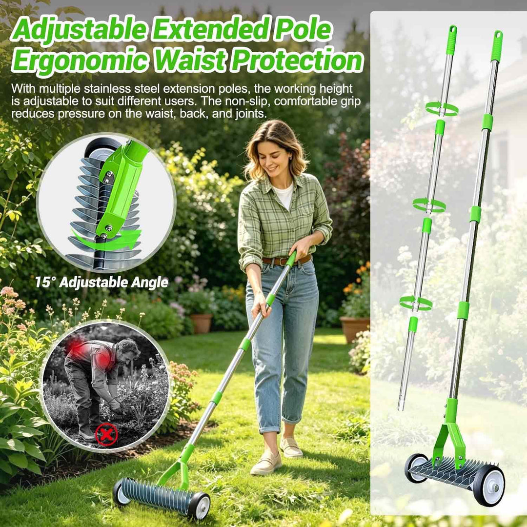 3-Section Handle Tube thatch Rake Rasenrechen Gartenspitzhacke rostfrei Nicht reibungsanfällig leich