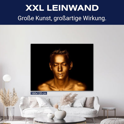 wandmotiv24 Leinwand-Bild Gold Collection, Grösse 40x30cm, Querformat, Mann in Gold-metallic, Kontra