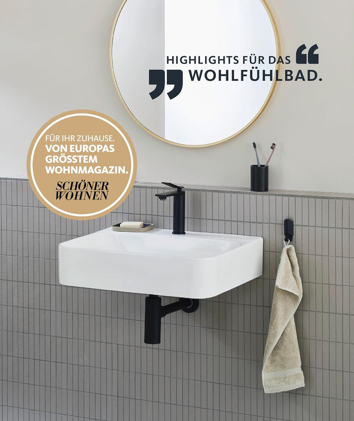 Schöner Wohnen Kollektion Waschbecken Dara 60,5 x 47 cm, Keramikwaschbecken Bad, Aufsatz- oder Wand-