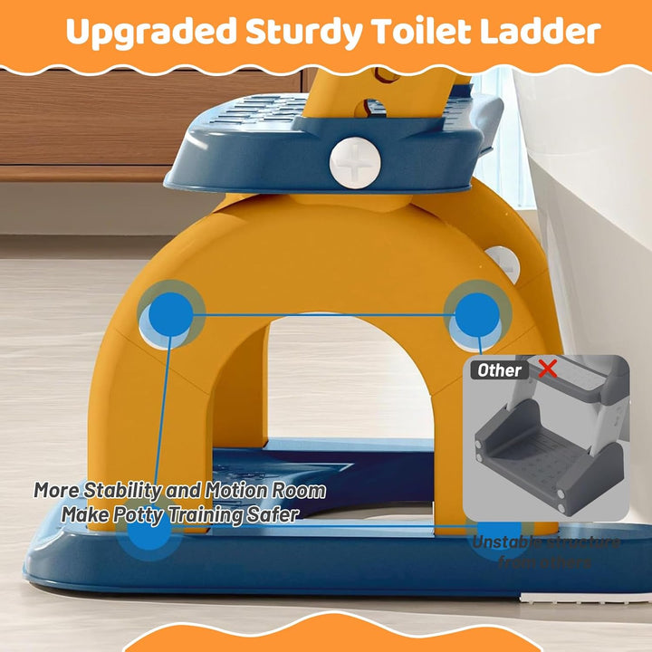 Toilettenleiter für Kinder 8-fach höhenverstellbar, klappbarer 2-in-1 Toilettensitz mit Treppe als T