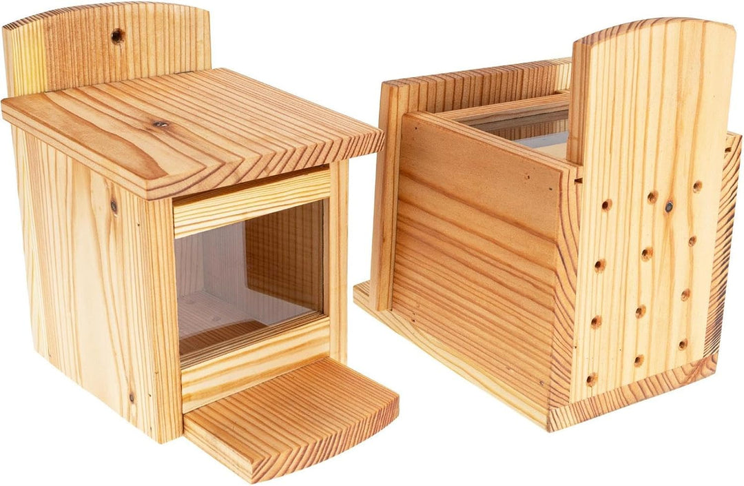 Eichhörnchen Futterhaus aus Lärchenholz – Mit integriertem Nussspender/Futterbox – Wetterfest & lang