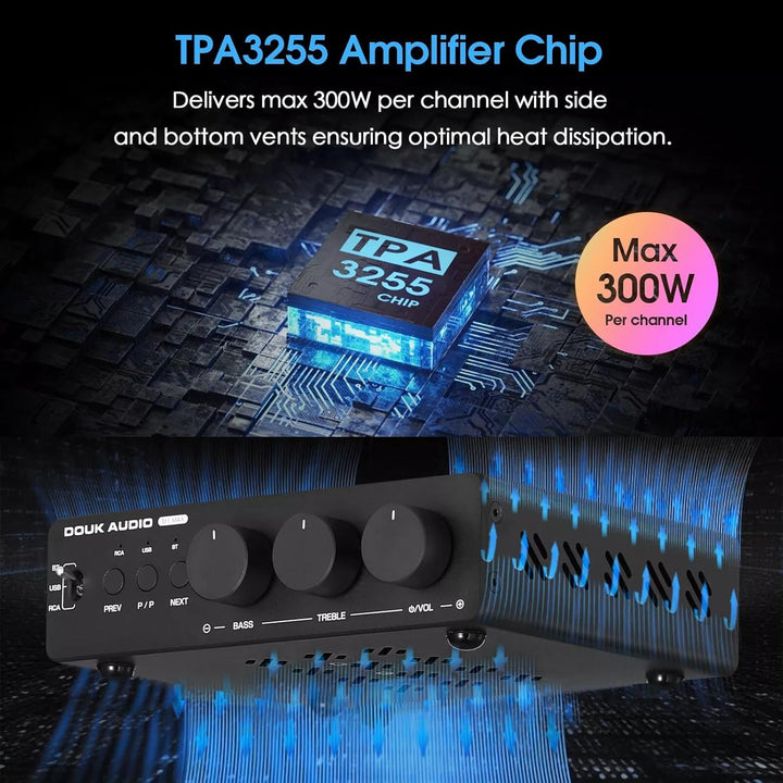 Douk Audio 300Wx2 HiFi Verstärker: TPA3255 Leistungsverstärker Bluetooth Empfänger Heim Stereo Verst