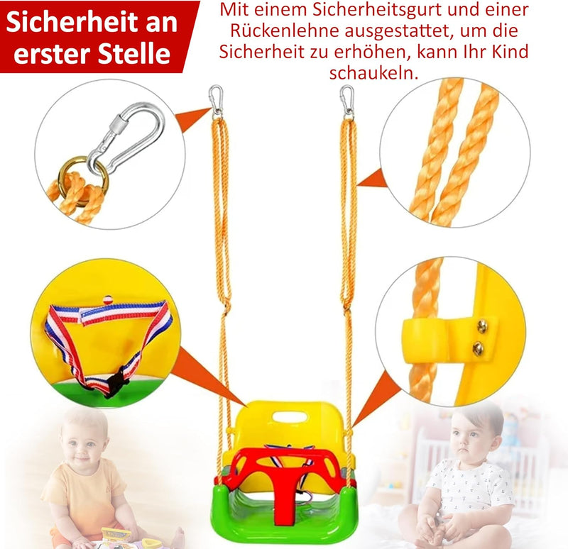 COIL Baby Schaukel 3-in-1 Babysitz Verstellbarer Schaukelsitz mit Wachsender Sitz Garten Schaukel fü