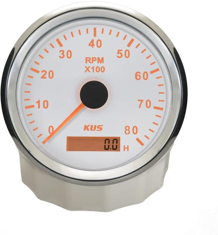 KUS Universal Drehzahlmesser Drehzahlmesser Mit Betriebsstundenzähler 8000 RPM Für Benzinmotor 85mm
