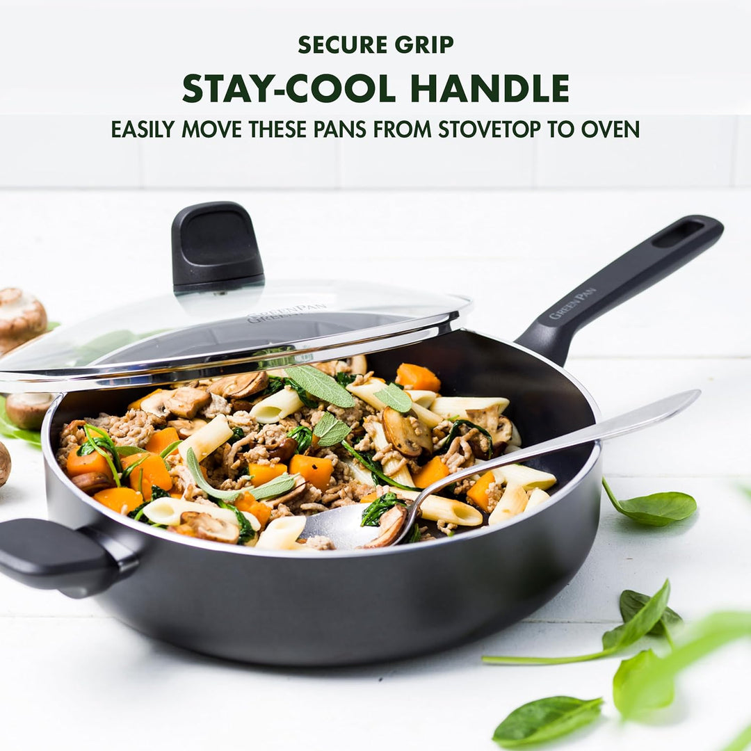 GreenPan Memphis Schmorpfanne (28 cm/4,2 L), gesunde keramische Antihaftbeschichtung, PFAS-frei, ind