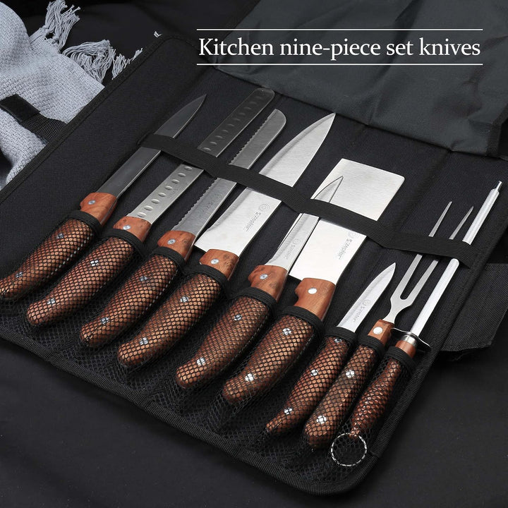 9-teilig Outdoor-Messerset, Rostfreier Spezialstahl, Ultra Scharf, Profi Allzweck Küchen Messerset m