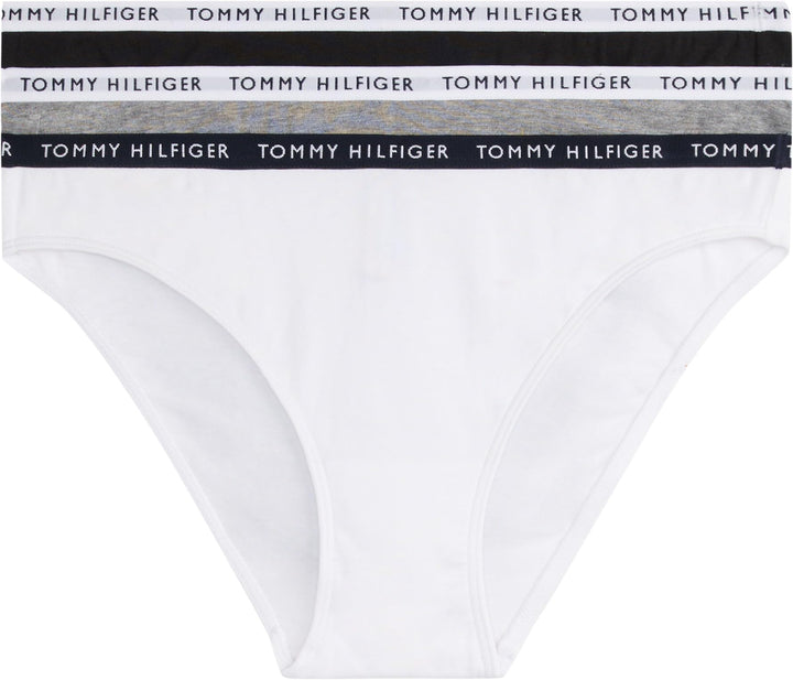 Tommy Hilfiger Damen 3er Pack Slips Unterwäsche, Braun (Medium Grey Htr/White/Black)