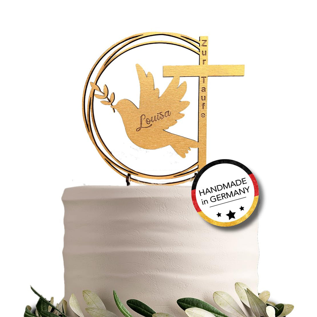 Cake Topper Taufe Gold; Kommunion; Konfirmation; Tortentopper; Glaube; Kuchentopper; Kuchen Topper;