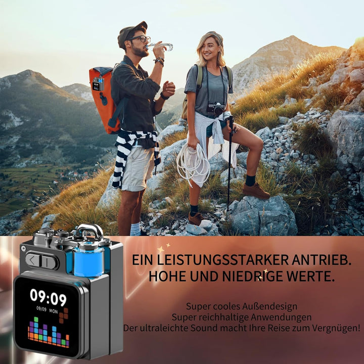 Tragbarer Bluetooth Lautsprecher mit Touchscreen, mit RGB Umgebungslicht Sound, Kleiner Outdoor Blue