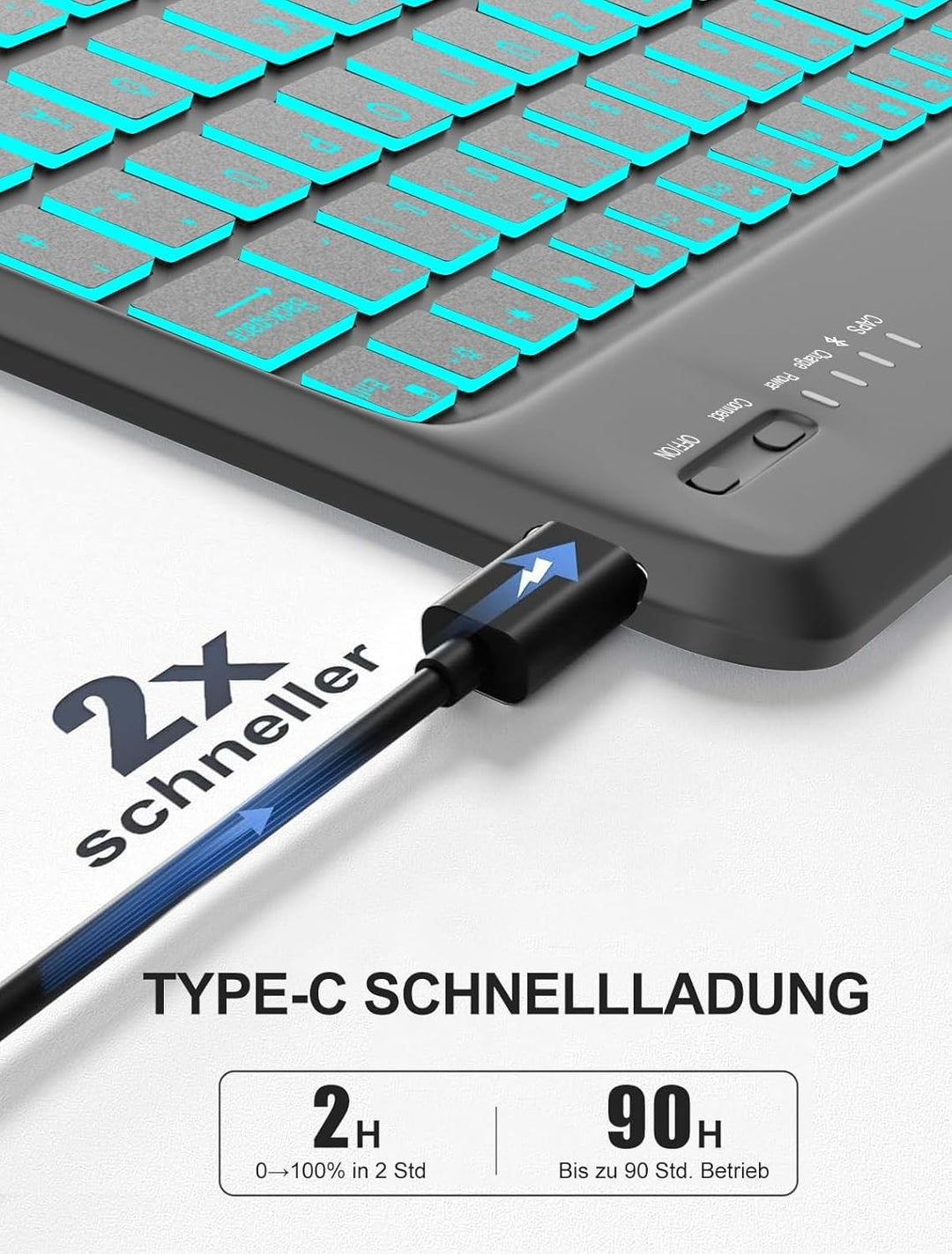 JADEMALL Schutzhülle mit Deutscher Tastatur für Samsung Galaxy Tab S10 FE Plus 13,1 Zoll (2025) - Bl