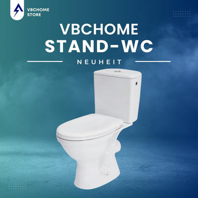 VBChome Stand- WC Toilette Keramik Komplett -Design- Set mit Spülkasten WC- Sitz aus Polypropylen fü