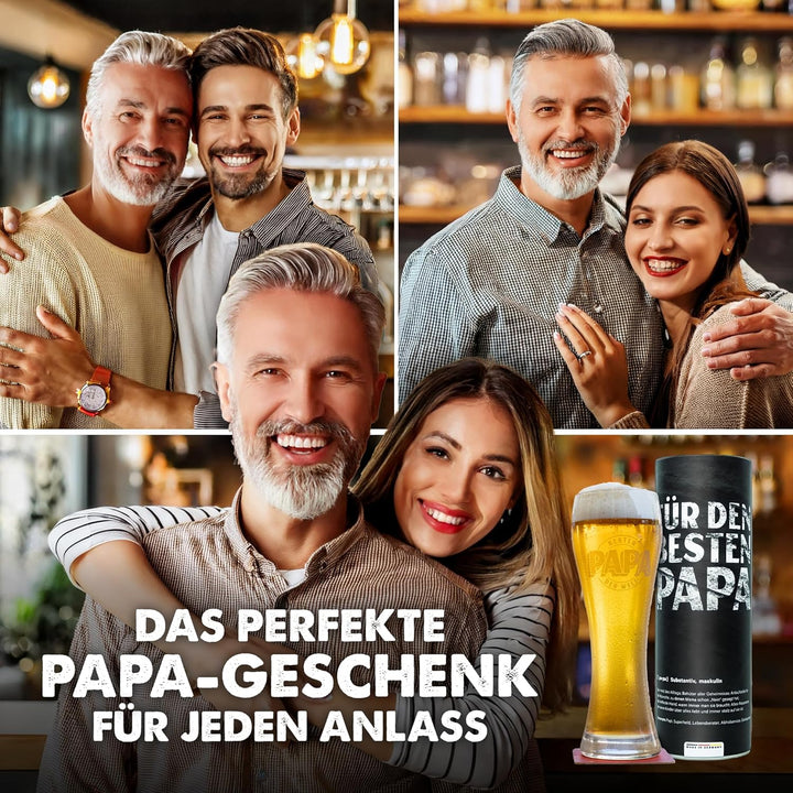 getbrave Weizenglas | Bester Papa der Welt (0,5l) in Geschenkbox | Das Geschenk zum Vatertag | Weihn