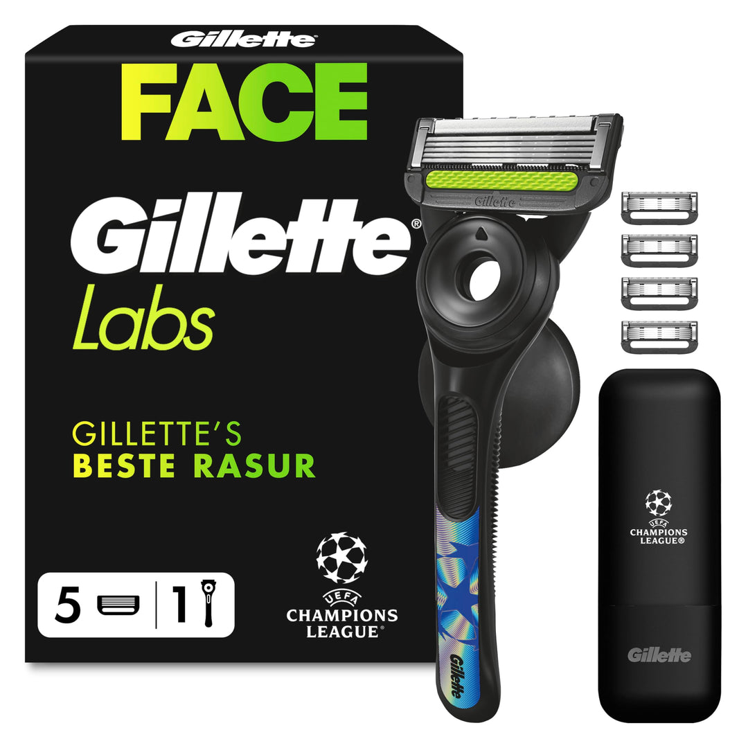 Gillette Labs Rasierer Herren mit Reinigungs-Element, Nassrasierer Herren, UEFA Champions League Spe