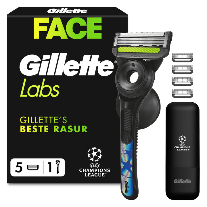 Gillette Labs Rasierer Herren mit Reinigungs-Element, Nassrasierer Herren, UEFA Champions League Spe