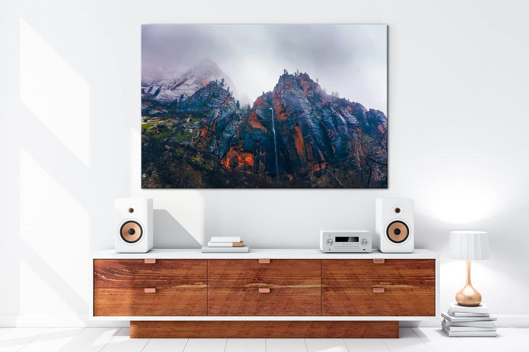 deyoli Berge im Zion Nationalpark Utha Format: 80x60 als Leinwand, Motiv fertig gerahmt auf Echtholz