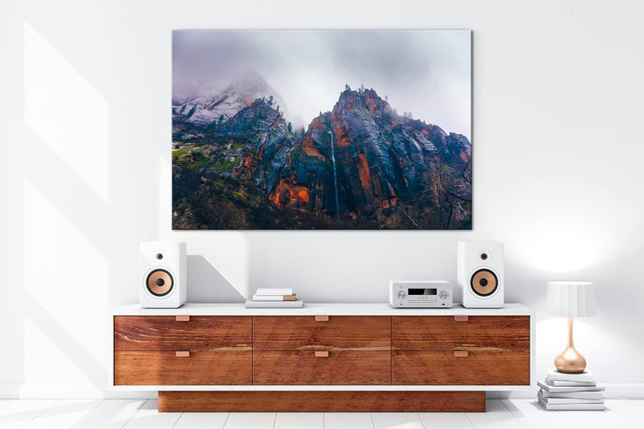 deyoli Berge im Zion Nationalpark Utha Format: 80x60 als Leinwand, Motiv fertig gerahmt auf Echtholz