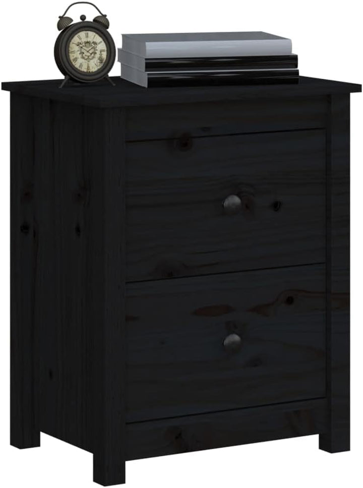 FIRBNUS Bedside Table Nachtkonsole Beistelltisch mit Stauraum Night Stand Nachttische 2er Set Schwar