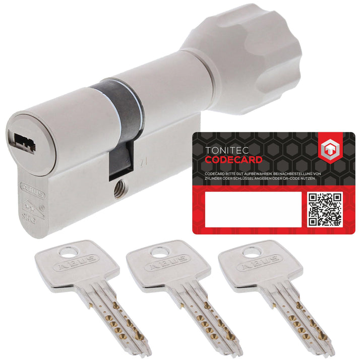 ToniTec Set aus ABUS Türschloss Zylinder EC550 mit 3 Schlüssel, Schliesszylinder gleichschliessend a