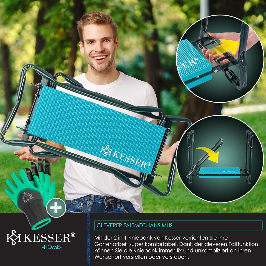 KESSER® 2 in 1 XXL Kniebank für Gartenarbeit Gepolstert Sitzunterlage Eva-Schaumkissen Gartenhocker
