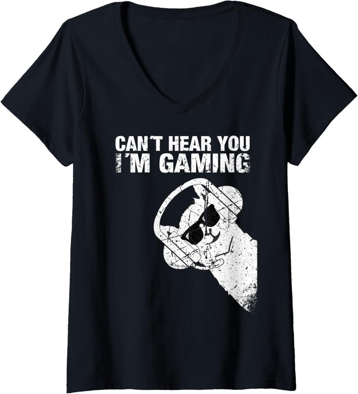 Damen Lustiges Lama Alpaka Faultier Sloth Geschenk T-Shirt mit V-Ausschnitt
