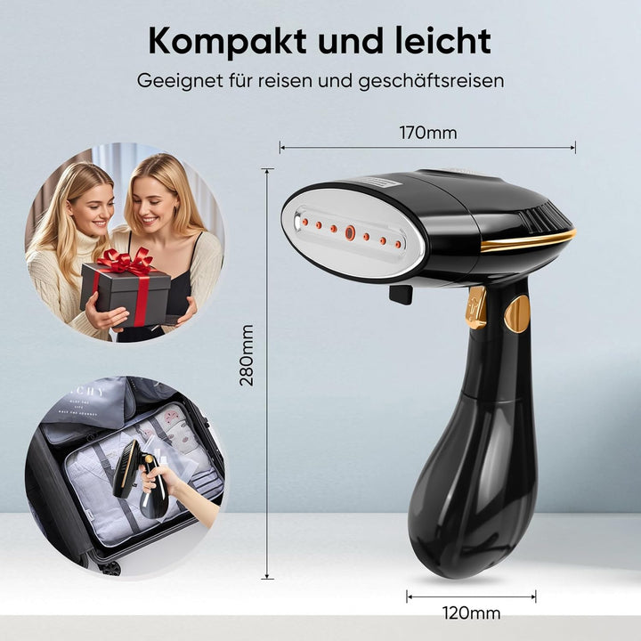 Steamer Dampfglätter 1500W, Dampfbürste Steamer Schnelles Erwärmung 25G/Min Dampf, Faltbar, Hemdenbü