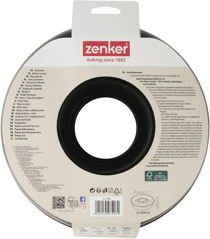 Zenker Frankfurter Kranz Ø 28 cm BLACK METALLIC, runde Kuchenform mit Antihaftbeschichtung, Backform