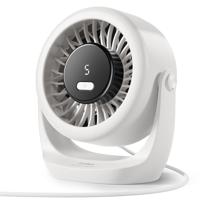 Diveblues USB Turbo Tischventilator, Ultra-Leiser Mini Ventilator, Leistungsstarker Wind, LED-Displa