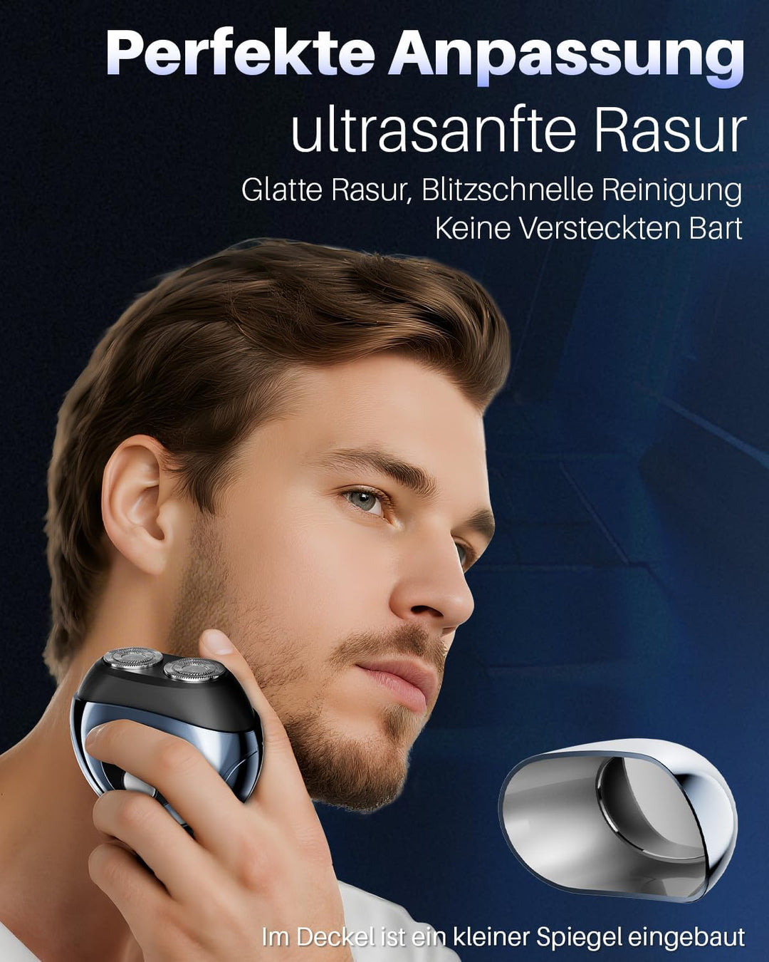 Mini Rasierer Herren Elektrisch, Nass- & Trockenrasierer, Portable Elektrorasierer Herren mit LED-An