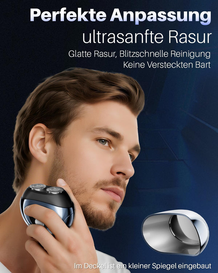 Mini Rasierer Herren Elektrisch, Nass- & Trockenrasierer, Portable Elektrorasierer Herren mit LED-An