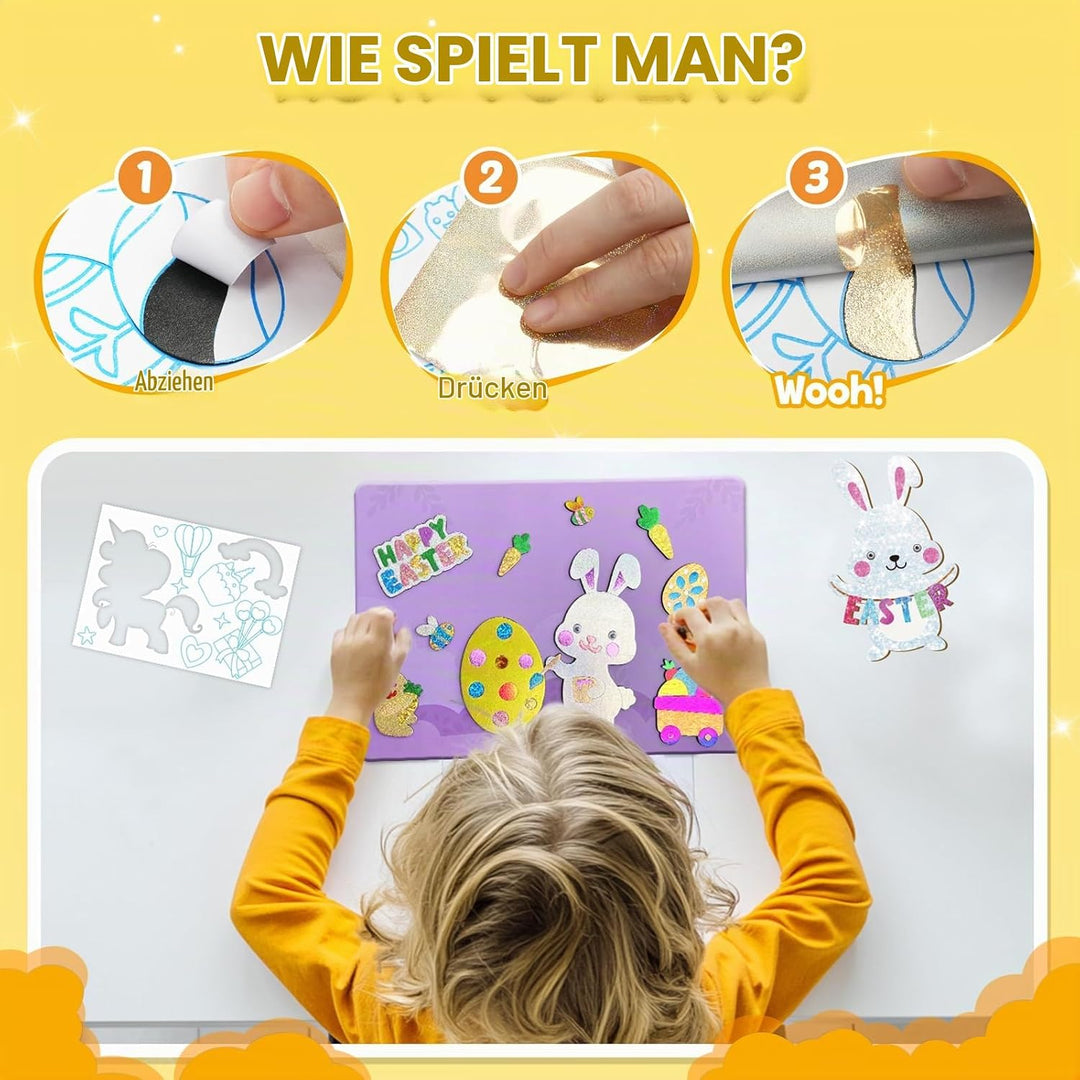 ZMLM Art Craft Toy Gift: Folienspass-Einhorn-Prinzessin-Bastelset für Mädchen im Alter von 4–9 Jahre