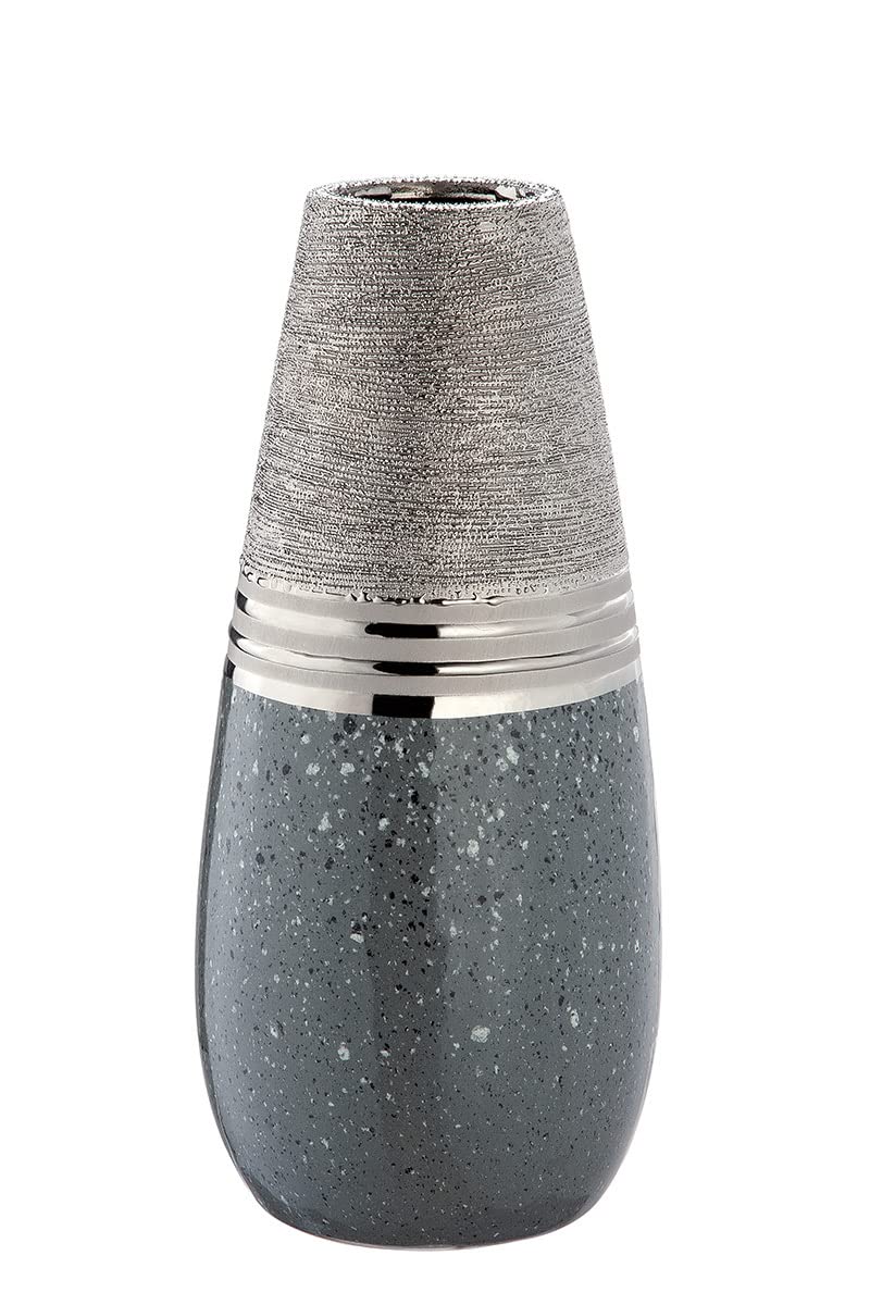 GILDE Kegelvase Magma silberfarben/Granit H: 30 cm B: 13 cm T: 13cm 47269