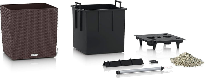 LECHUZA CUBE Cottage 30 mokka 15375 Pflanzgefäss mit Erd-Bewässerungs-System 29,5x29,5x30 cm Mokka,