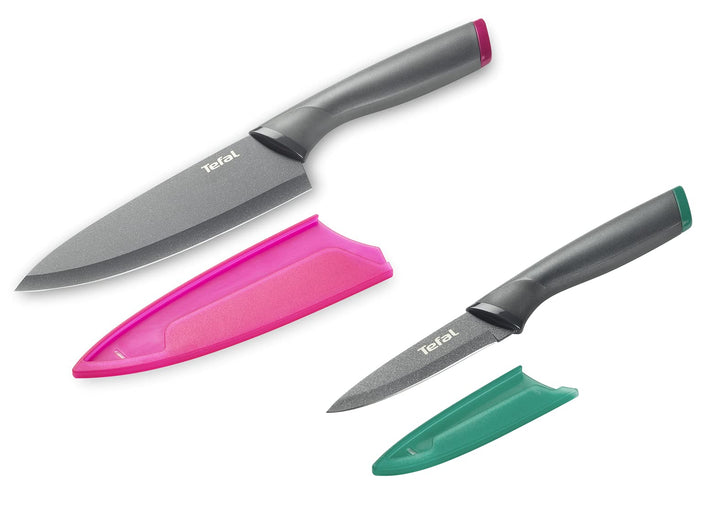 Tefal K122S2 Fresh Kitchen 2er Set Kochmesser 15 cm + Gemüsemesser 9 cm | Edelstahl Klinge + titanve