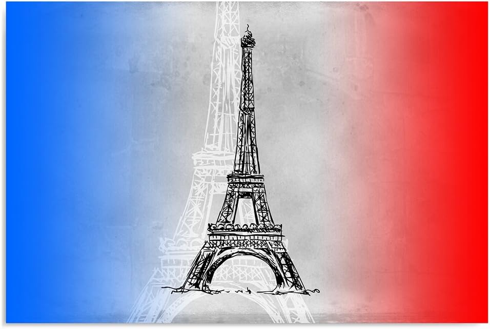 Feeby Frames, Leinwandbild, Bilder, Wand Bild, Wandbilder, Kunstdruck 50x70cm, Viva LA France, Eiffe