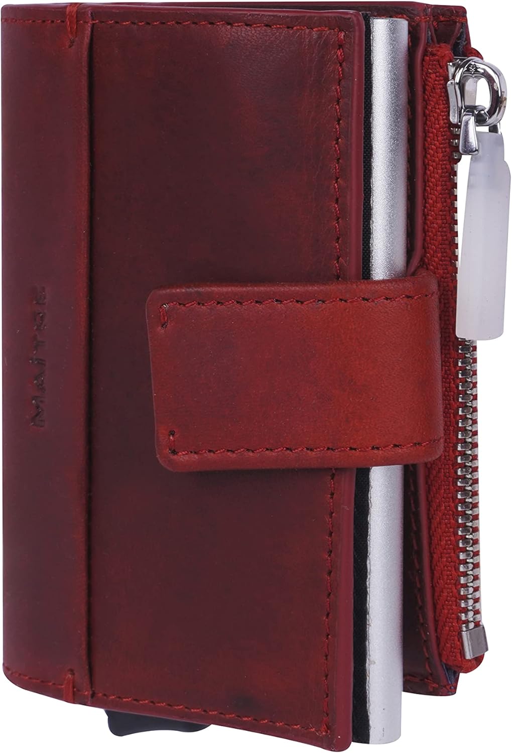 Maitre - c-Two Kreditkartenhalter für Herren, Echtleder Kartenhalter, Echtleder, Rot
