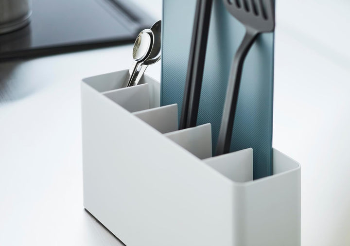 Yamazaki 8146 TOWER Organizer für Küchenzubehör, Stainless Steel, weiss