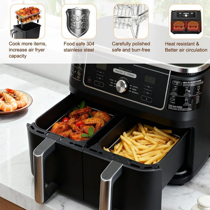 BYKITCHEN Gross Airfryer Zubehör für Ninja Foodi Max Dual Zone [AF400EU] 9,5L & Cosori Heissluftfrit