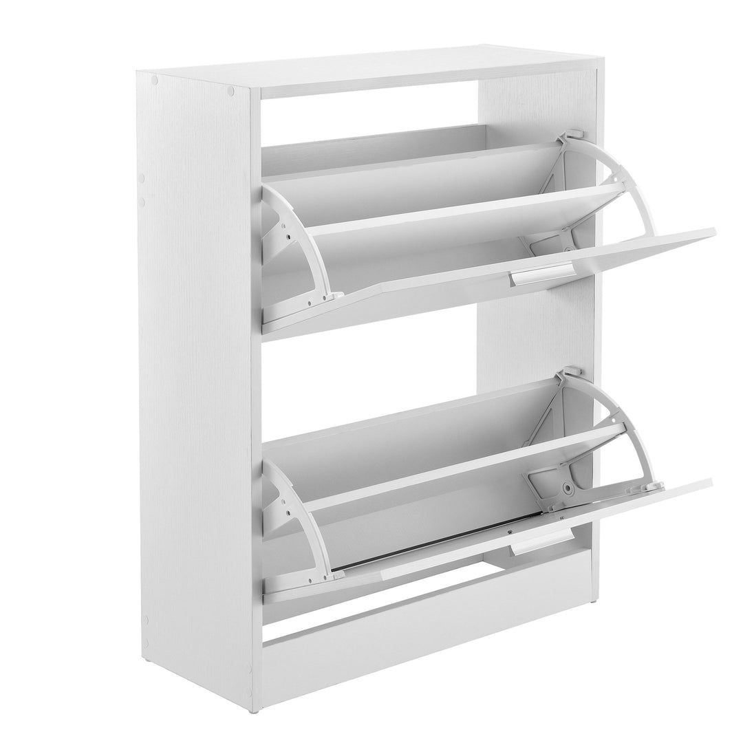[en.casa] Schuhschrank Sykkylven Schuhkipper mit 2 Klappen Schuhkommode für 12 Paar Schuhe 81 x 63 x