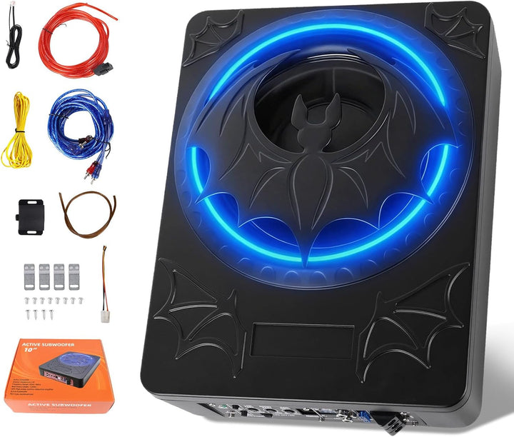 SIXWIN 1200W Subwoofer, 10 Zoll Schlanker Unter-Sitz-Subwoofer für Autos und Verstärker-Paket,Car Au