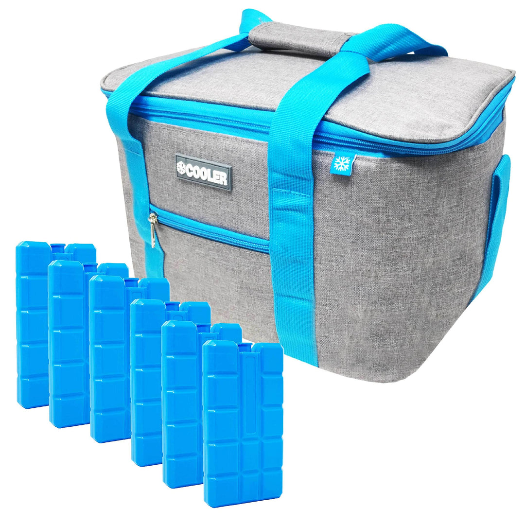 ToCi Kühltasche 14 Liter + 6 Kühlpacks – Isolierte Thermotasche für Picknick, Camping, Wandern &amp; Gri