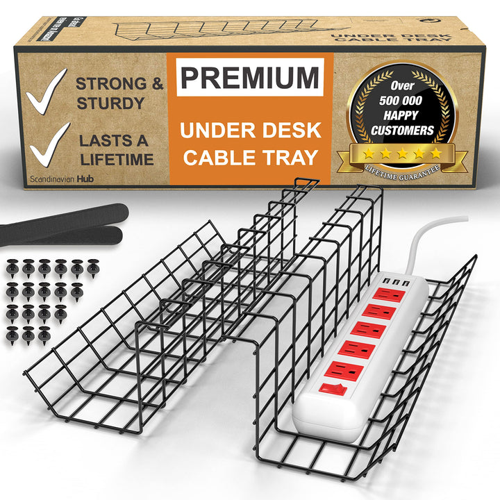 Scanfield Kabelwanne Untertisch – Kabelmanagement für Schreibtisch, Kabel Organizer & Kabelhalter zu