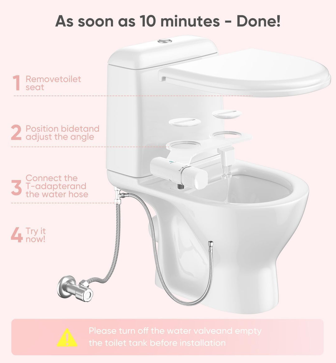 Ultra Slim Bidet Befestigung, Posterior&Feminine Wasch-(einziehbare Doppeldüsen), Nicht-elektrische