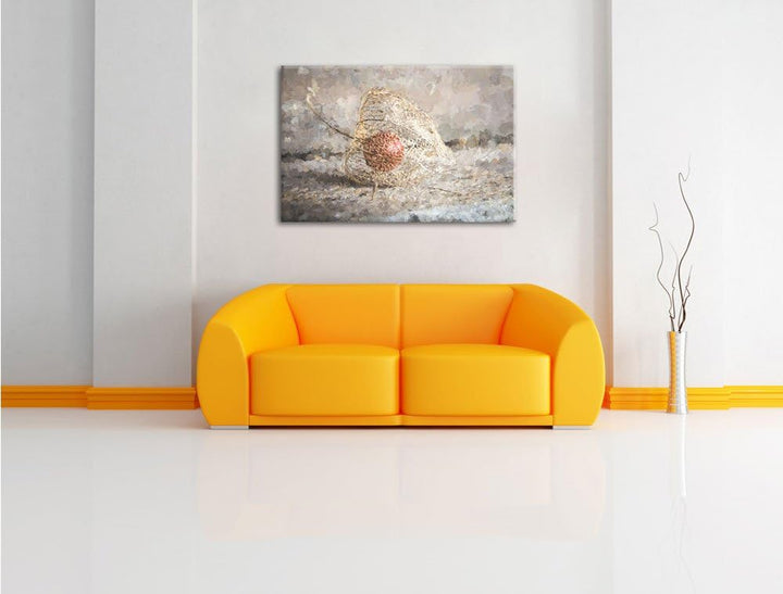 Physalis Malerei Effekt, Format: 100x70 auf Leinwand, XXL riesige Bilder fertig gerahmt mit Keilrahm