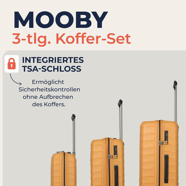 Travelite Koffer Set MOOBY Grössen L/M/S, 3-teilig, Hartschale | Kofferset 3-teilig aus recyceltem M